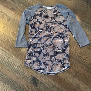 Lularoe Randy T Shirt 3/4 Sleeve Extra Extra Small XXS New NWT Black Gra…